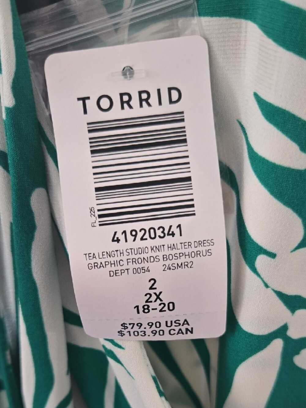NWT-Torrid Green & White Tropical Halter Maxi Dress - Picture 2 of 7